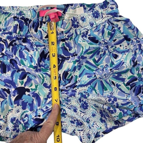 LILLY PULITZER Luxletic Run Around Shorts Women XXS Blue Multi Dopamine Hot Pant - Picture 10 of 10